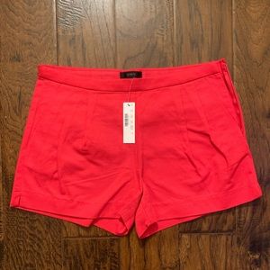 J Crew Pleated Red Cotton Pique Shorts